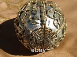 Franklin Mint 1977 Faberge Butterfly Vermeil Filligree Sterling Egg 14.98 Oz