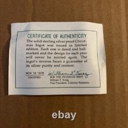Franklin Mint 1978 Christmas Ingot Bar Waiting for Santa Silver. 925 1000gr