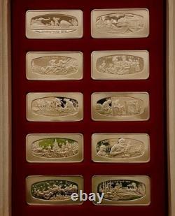 Franklin Mint 1979-1988 Christmas Silver Ingot 500 Grains 10 Bar Set