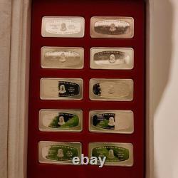 Franklin Mint 1979-1988 Christmas Silver Ingot 500 Grains 10 Bar Set