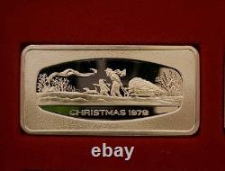Franklin Mint 1979-1988 Christmas Silver Ingot 500 Grains 10 Bar Set