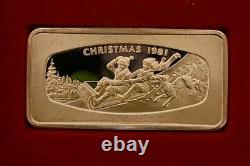 Franklin Mint 1979-1988 Christmas Silver Ingot 500 Grains 10 Bar Set