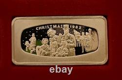 Franklin Mint 1979-1988 Christmas Silver Ingot 500 Grains 10 Bar Set