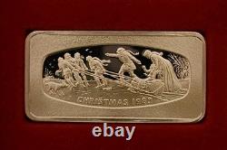 Franklin Mint 1979-1988 Christmas Silver Ingot 500 Grains 10 Bar Set