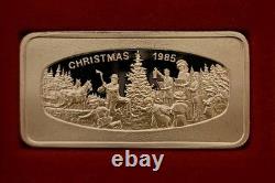 Franklin Mint 1979-1988 Christmas Silver Ingot 500 Grains 10 Bar Set