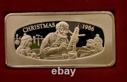 Franklin Mint 1979-1988 Christmas Silver Ingot 500 Grains 10 Bar Set