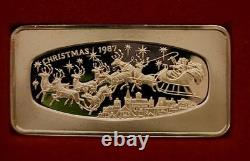 Franklin Mint 1979-1988 Christmas Silver Ingot 500 Grains 10 Bar Set