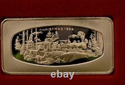 Franklin Mint 1979-1988 Christmas Silver Ingot 500 Grains 10 Bar Set