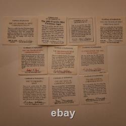 Franklin Mint 1979-1988 Christmas Silver Ingot 500 Grains 10 Bar Set