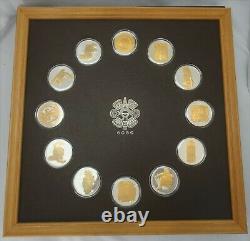 Franklin Mint 1979 Mayan Treasures Medals 12 piece Calendar. 925 / 24 Gold ov