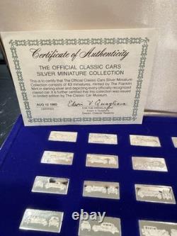 Franklin Mint 1980 63pc 0.925 Sterling Silver Classic Car Ingots COA Case