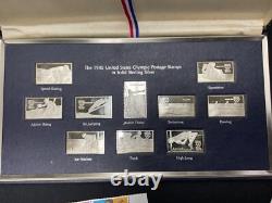 Franklin Mint 1980 United States Olympic Postage Stamps In Solid Sterling Silver