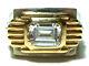 Franklin Mint 1987 Sterling Silver 14k Gold Cz Mid Century Modern Ring Band