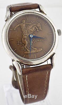 Franklin Mint 1988 Sterling Silver Remington Bronze Dial Watch Sterling Tip Band
