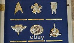 Franklin Mint 1992 Star Trek Insignia Badge Set (12) In Display Case. 925 Silver