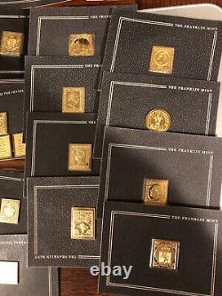 Franklin Mint 24k Gold Plated Sterling Silver Stamps x40