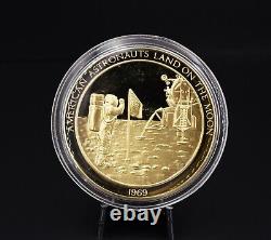 Franklin Mint 24k Sterling Medal 1969 Land on the Moon 51mm 1.93ozt CN362