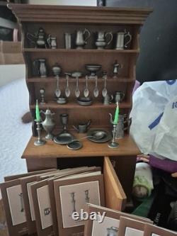 Franklin Mint 25 Piece Colonial American Pewter Miniature Collection Hutch Paper