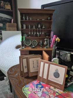 Franklin Mint 25 Piece Colonial American Pewter Miniature Collection Hutch Paper