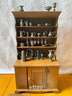 Franklin Mint 25 Piece Colonial American Pewter Miniature Collection Hutch Paper
