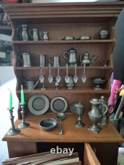 Franklin Mint 25 Piece Colonial American Pewter Miniature Collection Hutch Paper