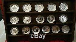Franklin Mint 26 Sterling Silver Alphabet Mini Plates with Display nearly 10 oz