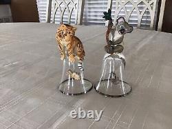 Franklin Mint 2 Silver & Crystal Bell with Bengal Tiger & Koala Handles