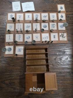 Franklin Mint 32 Pc Colonial American Pewter Miniature Collection with Hutch