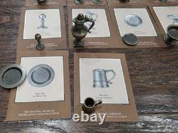 Franklin Mint 32 Pc Colonial American Pewter Miniature Collection with Hutch