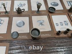 Franklin Mint 32 Pc Colonial American Pewter Miniature Collection with Hutch