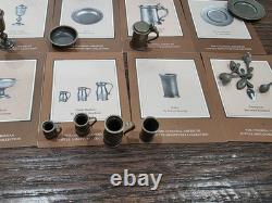 Franklin Mint 32 Pc Colonial American Pewter Miniature Collection with Hutch