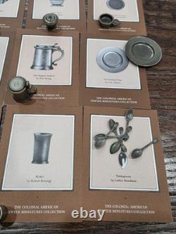 Franklin Mint 32 Pc Colonial American Pewter Miniature Collection with Hutch