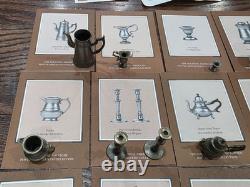 Franklin Mint 32 Pc Colonial American Pewter Miniature Collection with Hutch