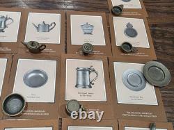 Franklin Mint 32 Pc Colonial American Pewter Miniature Collection with Hutch