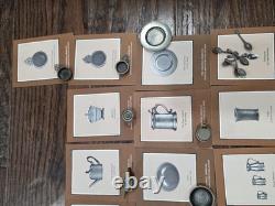 Franklin Mint 32 Pc Colonial American Pewter Miniature Collection with Hutch