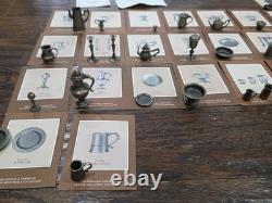 Franklin Mint 32 Pc Colonial American Pewter Miniature Collection with Hutch