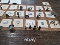 Franklin Mint 32 Pc Colonial American Pewter Miniature Collection with Hutch