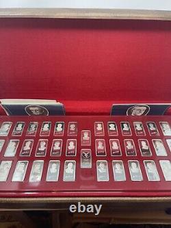 Franklin Mint 38 Piece. 999 1 Oz Silver Bar Set Box W Cert American Presidents