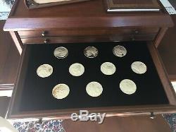 Franklin Mint 50 Leonardo Davinci Sterling Silver Coins and Wood Chest