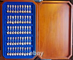 Franklin Mint 50 State Bird Sterling Silver Mini Spoons (8 oz) with wood case