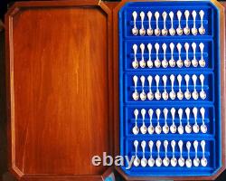 Franklin Mint 50 State Bird Sterling Silver Mini Spoons (8 oz) with wood case