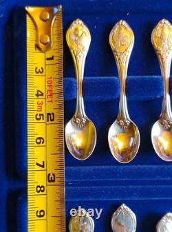 Franklin Mint 50 State Bird Sterling Silver Mini Spoons (8 oz) with wood case