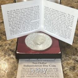 Franklin Mint Bahamas Independence Day 1974 10 Dollar 0.925 Silver Proof Coin