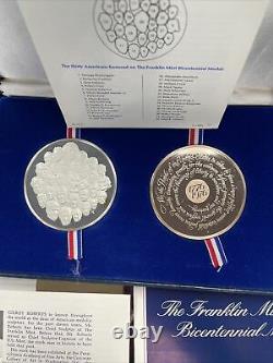 Franklin Mint Bicentennial Medal Silver and Bronze Matched Proof COA BOX LETTER