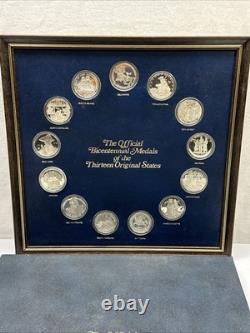 Franklin Mint Bicentennial Medals Of Original 13 States Sterling Silver Coin Set
