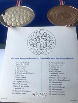 Franklin Mint Bicentennial SILVER and BRONZE medals Matched Proof COA BOX LETTER