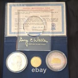 Franklin Mint Bicentennial Silver/gold Lot Of Proof Medals Set 1776-1976