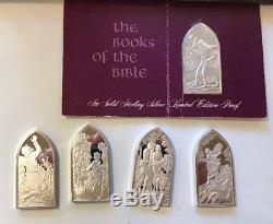 Franklin Mint Books Of The Bible Sterling Silver Ingot Medals- Five(5) Pieces
