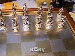Franklin Mint CIVIL War Chess Set Early Edition In Box Gold & Silver Plated