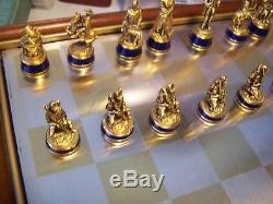 Franklin Mint CIVIL War Chess Set Early Edition In Box Gold & Silver Plated